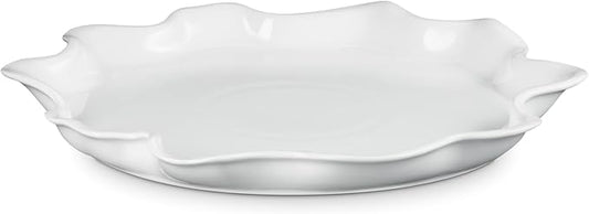 Le Creuset Stoneware Iris Collection Serving Platter, 14", White