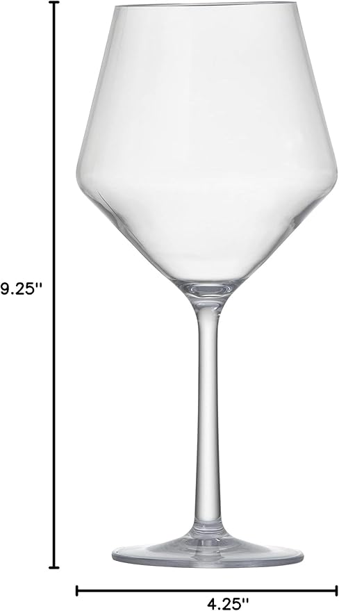 Fortessa Sole Outdoor Shatter Resistant BPA Free Premium Copolyester Plastic Drinkware 6 Pack, Cabernet Glass, Clear, 22 Ounce (Set of 6)