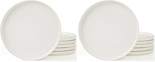 famiware Star Dinner Plates for 6, 10 inches Plate Set, Scratch Resistant, Stoneware Dinnerware, Kitchen Modern Rustic Serving Dishes, Matte White (Pack of 2)