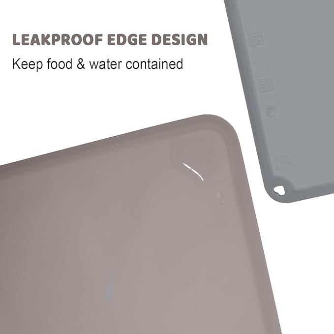 KVK Silicone Placemats for Toddlers Thicker Version, Non-Slip Reusable Kids Placemats for Dining Table, Stain-Proof Baby Table Mat for Restaurants 6 Packs (Light Gray&Dark Gray)