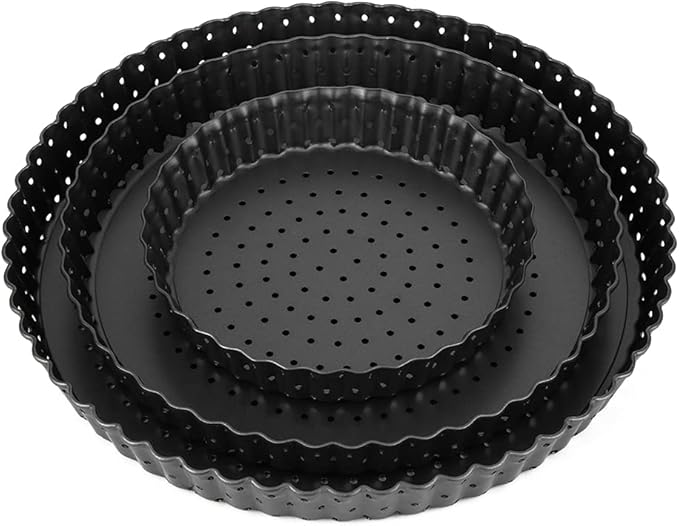 Agatige 9 in Pizza Pan with Holes for Oven, Non-stick Bakeware Pizza Tray Black Pizza Pan with Removable Bottom for Make Kinds of Pizzas or Pies
