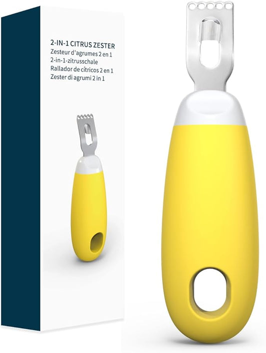 KITCHENDAO Citrus Lemon Peeler Zester Tool and Super Sharp Pizza Cutter Mezzaluna Salad Chopper