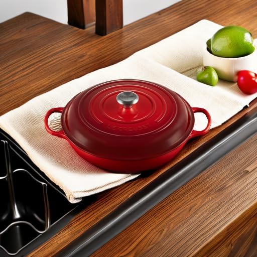 Le Creuset Enameled Cast Iron Signature Braiser, 5 qt, Cerise