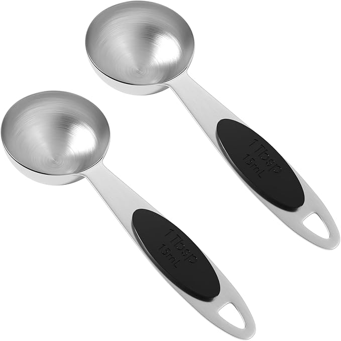 2PCS 1Tbsp(3tsp, 1/2oz, 15ml) Single Magnetic 18/8 Measuring Spoon, 304 Stainless Steel Individual Measure Scoop Only for Baking & Cooking, Metal Kitchen Gadgets Essentials