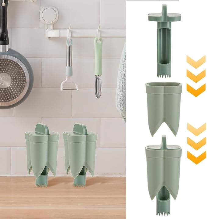 2 in 1 Pepper Seed Corer and Remover, Quickly Cutting and Deseeding Bell Pepper Tool for Kitchen (Silver+Beige, 2Pcs)