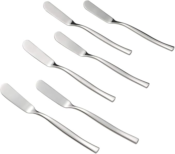 Idotry 6-Piece Stainless Steel Butter Knives, Cheese/Butter Spreaders, 6.32-INCH