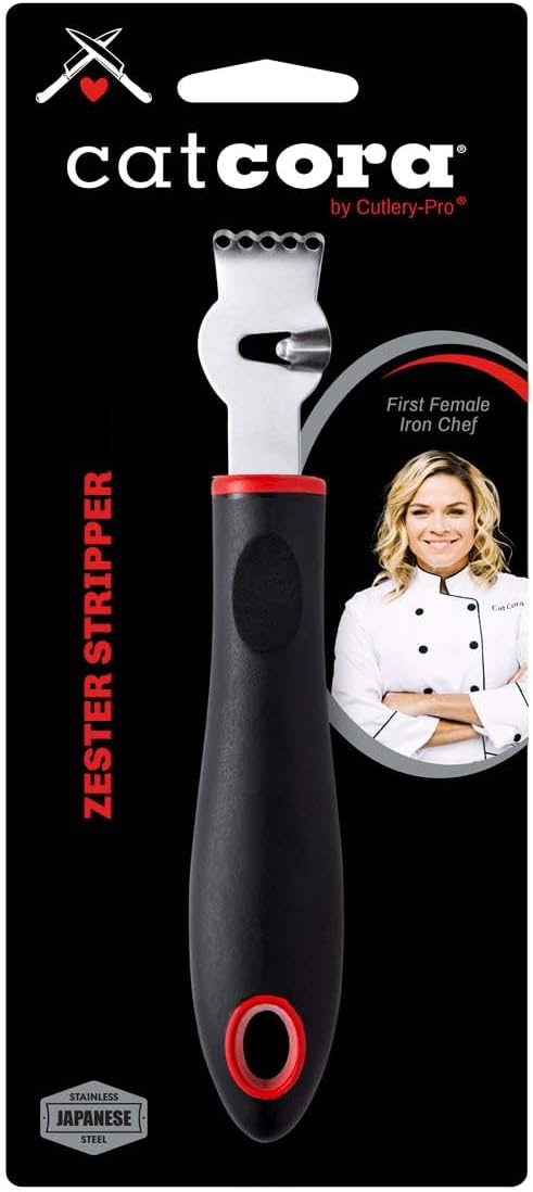 CatCora Citrus Zester Stripper, Professional Japanese Stainless Steel Blade For Zesting, Citrus Peel Twists, and Chocolate Curl Garnishes, Ergonomic Soft-Grip Handle