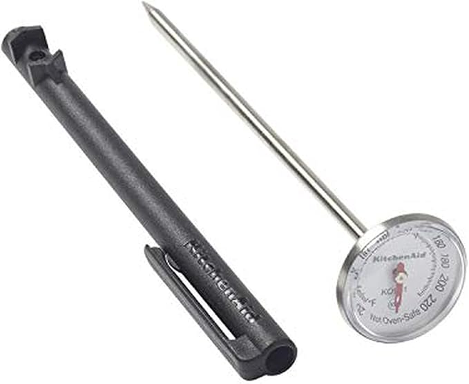 KitchenAid KQ901 Instant Read Food Thermometer for Kitchen or Grill, Temperature Range: 20F to 220F, 1 inch dial, Black