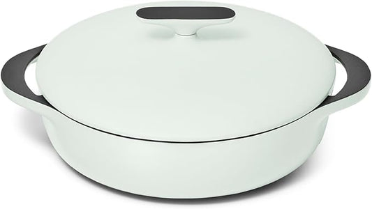 Caraway Enameled Cast Iron Braiser - 3.5 qt Braiser Pan - 3 Layer Enamel Coating - No Seasoning Required - Compatible With All Stovetops - Oven Safe - Free From Forever Chemicals - Light Mist