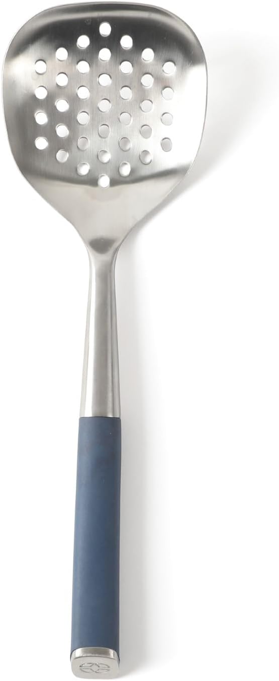 Calphalon Edge Stainless Steel Slotted Spoon/Skimmer - Navy Blue