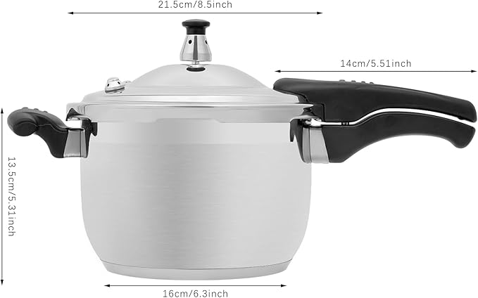 Bokknppo Stainless Steel Pressure Cooker Large Capacity 60Kpa Pressure Pot Explosion-proof Compound Bottom Pressure Canner with Pressure Limiting Valve for Gas Stove Induction Cooker (4L/1.06gal)