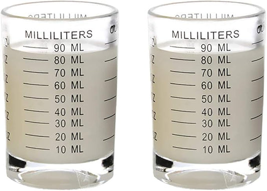 Shot Glass Measuring Cup 3 Ounce/90ML Liquid Heavy High Espresso Glass Cup 2 pcs by TIYOORTA (Black 90ML 2PCS)