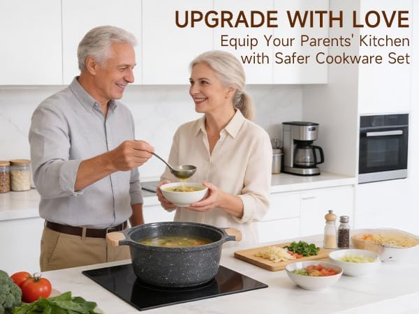 JEETEE Pots and Pans Set Non Stick 23pcs, Healthy Kitchen Cookware Sets, Induction Cooking Set W/Gray Frying Pans, Saucepans, Sauté & Griddle & Crepe Pan (PFOA, PFAS Free)