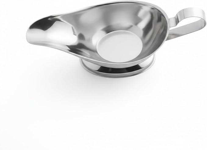 10oz Stainless Steel Gravy Boat | Roasting Sauce Dish Dispenser | Ergonomic Handle | Big Dripless Lip Spout | 10oz [1PK]