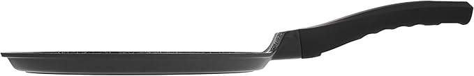 CAINFY Non Stick 11 Inch Granite Coated Crepe Pan - Lightweight 4.27 Quart Dosa Pan with Comfort Stay Cool Grip Handle - Induction Compatible PFOA Free Tortilla Cookware (Black)