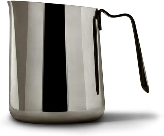 Fellow Eddy Steaming Pitcher - Milk Frother Pitcher with Fluted Spout, Premium Barista Tools for Precision Latte Art, 18/8 Stainless Steel, Graphite, 12oz Jug