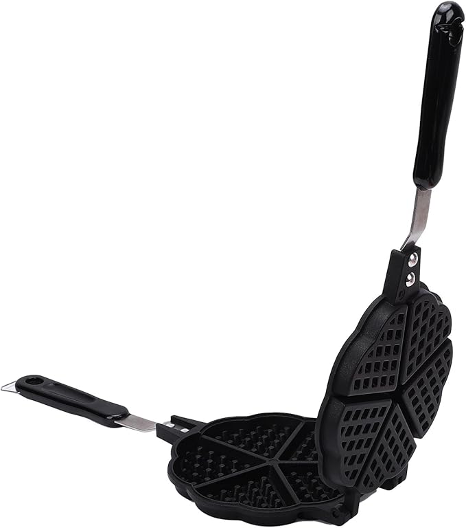Heart Shape Waffle Maker Pan - Make 5 Mini Waffles on Stovetop - Perfect for Family Breakfast, Lightweight & Compact Design for Easy Storage