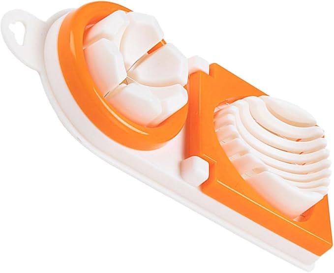 BESPORTBLE Multifunction Manual Egg Slicer Preserved Egg Cutter Dual-head Kitchen Fruit Slicer with Orange Handle for Home Use