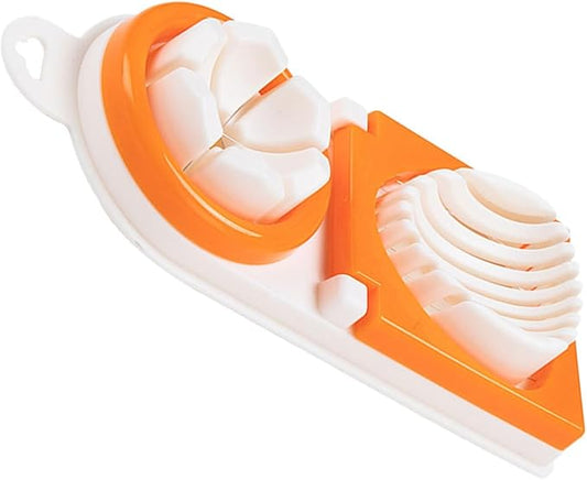 BESPORTBLE Multifunction Manual Egg Slicer Preserved Egg Cutter Dual-head Kitchen Fruit Slicer with Orange Handle for Home Use