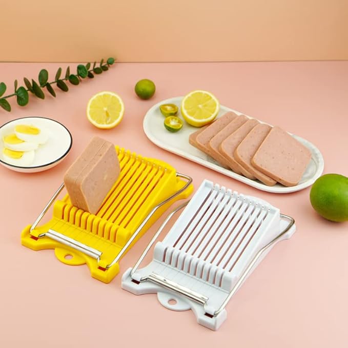 Multifunctional Stainless Steel Luncheon Meat Slicer,Home Slicing and Splitting Tools,Food Slicer for Butter Cheese Kiwifruit Strawberry Banana and Cooked Eggs Etc. (White)