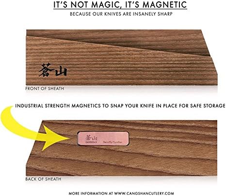 Cangshan TV2 Series 1022902 Swedish 14C28N Steel Forged 7-Inch Nakiri Knife and Wood Sheath Set