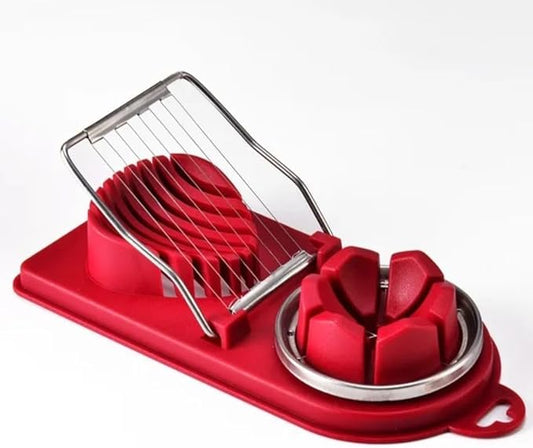 Hard Boiled Egg Cutter, Multi-Purpose Boiled Egg Cutter, Egg Slicer, for Home and Kitchen, Stainless Steel Wire with 2 Slicing Styles, for Cheese, Fruit, Strawberry, Mushrooms and Kiwis (cherry)