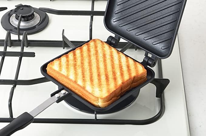 Panini Press Hot Sandwich Maker Non-Stick Panini Grill Pan with Handle Aluminum Flip Pan for Home and Outdoor Camping, 18 Pack