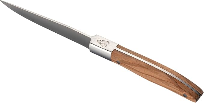 Laguiole Heritage Steak Knife Set; Premium Stainless Steel Blades, Full Tang Construction; Ergonomic Olive Wood Handles; Razor-Sharp, Timeless Luxury & Precision; Light Wood, Set of 4
