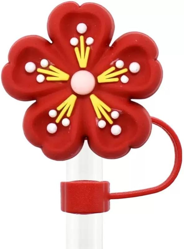 10Pcs Flowers Straw Topper for Stanley Straw Cap Accessories Cute Floral Designs Spring Silicone Straws Tip Covers for Stanley Cups 10mm Dust-Proof Straws Lids Accessories for Women
