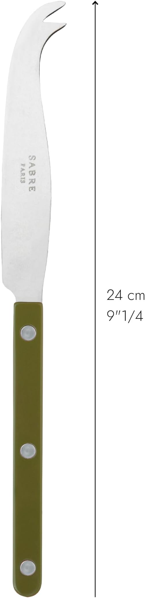 SABRE PARIS - Cheese Knife 9.4 inches - Bistrot Vintage Collection - All Cheeses - Stainless Steel & Nylon - Dishwasher Safe - Fern Green - Mat Finish
