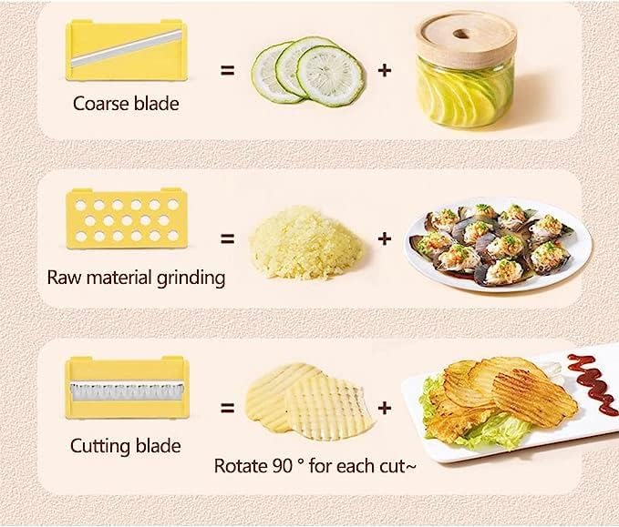 Kitchen cheese grinder, shredded potato grinder, slicing kitchen multifunctional vegetable cutter, coarse, medium, fine (green)