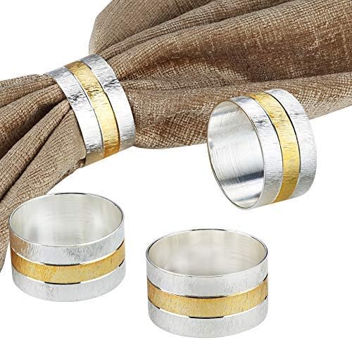 Accmor Napkin Rings, Metal Gold Round Napkin Rings Buckles for Table Decorations, Wedding, Dinner, Party, Set of 4