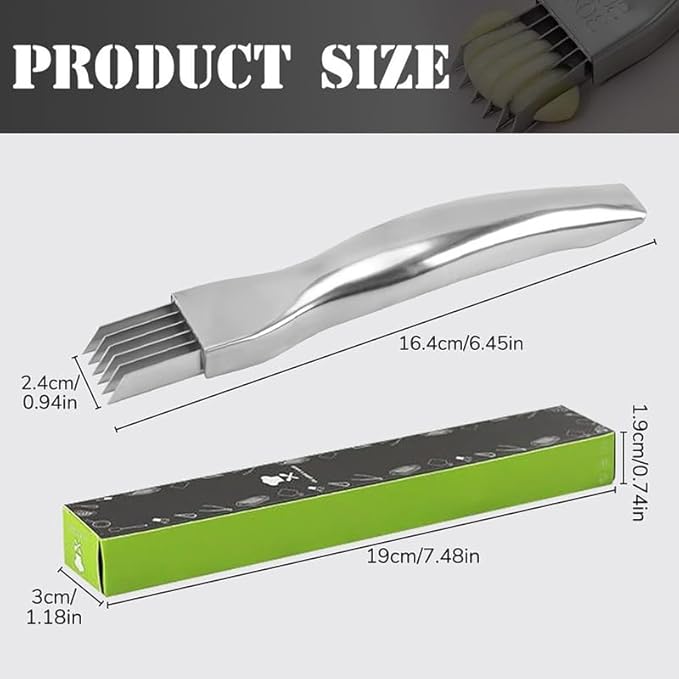 Shred Silk The Knife, 2024 Stainless Steel Finger Guard Green Onion Cutter Shred Silk Knife Set, Kitchen Safe Steel Slicing Tool for Hands Kitchen Vegetable Cutter for Chopping, Cutting
