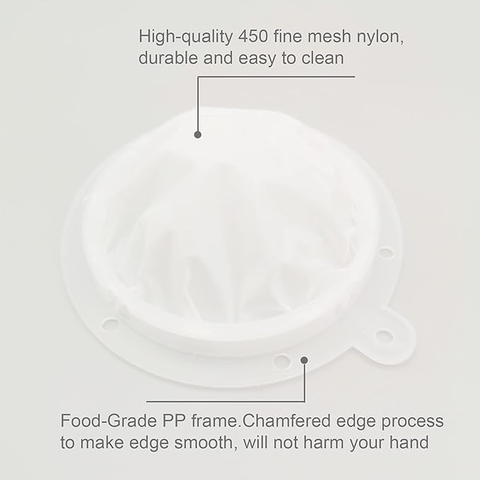 Nylon Mesh Filter Strainer for Filtering Coffee Fruit Juice Oil Milk Tea Compatible with 5 inches Funnels (450 Mesh)