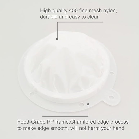 Nylon Mesh Filter Strainer for Filtering Coffee Fruit Juice Oil Milk Tea Compatible with 5 inches Funnels (450 Mesh)