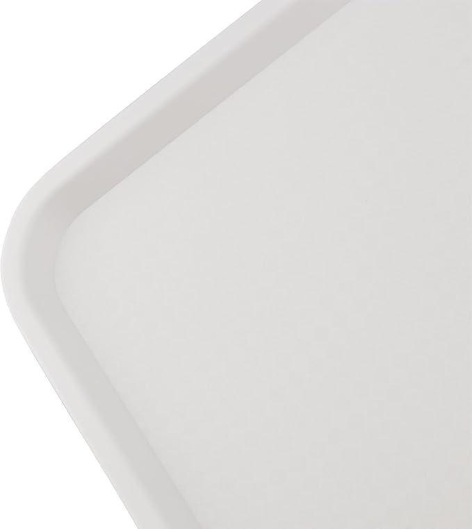 ZOENHOU 14 Pack Fast Food Tray, 16 x 12 Inch Rectangular Plastic Cafeteria Serving Trays for Food, White