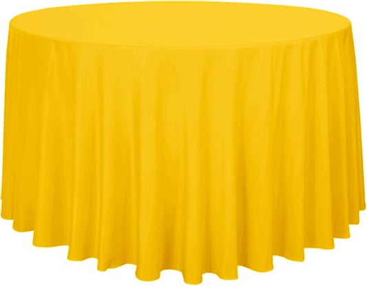 Obstal Round Table Cloth, Oil-Proof Spill-Proof and Water Resistance Microfiber Tablecloth, Decorative Fabric Circular Table Cover for Outdoor and Indoor Use (Yellow, 108 Inch Diameter)