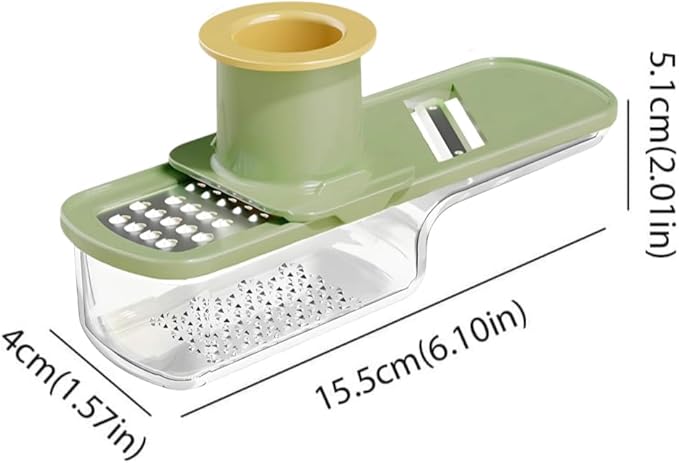 3-in-1 Mini Garlic Slicer & Multi-Functional Mandoline Slicer, Garlic Ginger Grinder, Veggie Shredder Vegetable Cutter with Container and Hand Guard