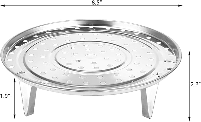 Stainless Steel 8.5 inch Steamer Basket with Removable Stand for Instant Pot Steamer Cooking - Silver 2PCS