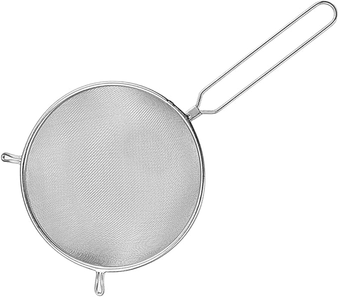 Luxshiny Stainless Steel Mesh Strainer Scoop with Long Handle 14.6 Inch Single Layer Colander Spoon for Oil Separation Food Serving and Hot Liquid Draining in Kitchen Restaurant Bar