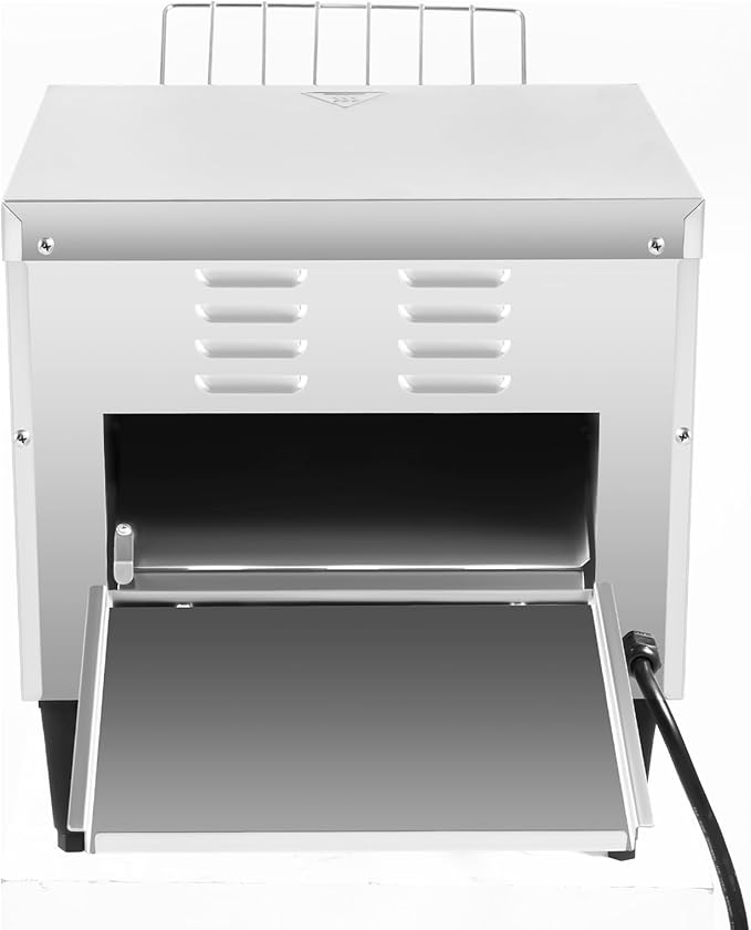 300 Slices/Hour Electric Conveyor Toaster, 2200W Stainless Steel Electric Oven with Dual Heating Tube 7-Speed Adjustments, Commercial Conveyor Toaster for Kosher, Buns and Sandwiches