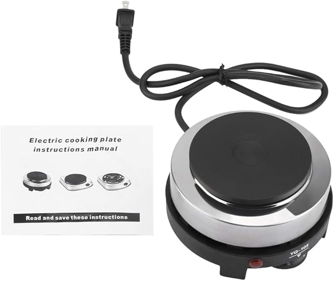 Jerliflyer 110V Mini Electric Stove,Portable 500W Multifunctional Stove Kitchen Dormitory Camping for Soup Coffee Porridge Hot Pot