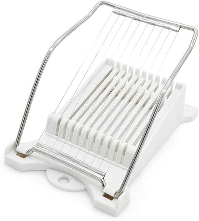 Hoshen Luncheon Meat Slicer, Egg Cutter, Fruit Soft Cheese Slicer, Strengthened Stainless Steel Cutting Line, 10 Slices Evenly Cut，Original Box,White