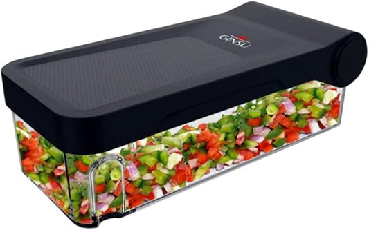 GINSU Plastic Pro Multifunctional Vegetable Chopper & Slicer – 11x6x4in Food Dicer, Cutter & Mandoline with Interchangeable Blades