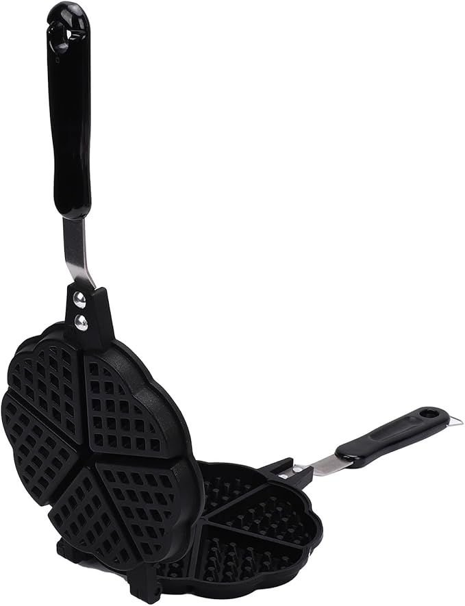 Heart Shape Waffle Maker Pan - Make 5 Mini Waffles on Stovetop - Perfect for Family Breakfast, Lightweight & Compact Design for Easy Storage