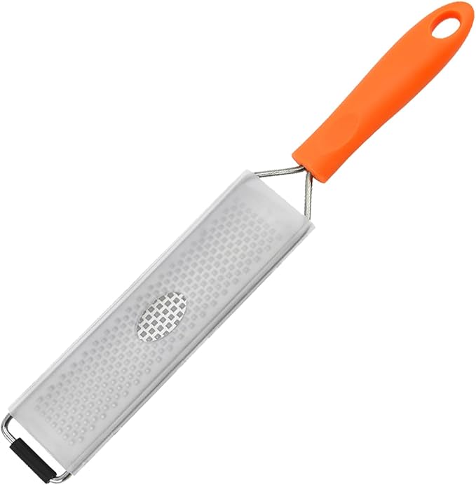 1Pcs Stainless Steel Lemon Zester & Cheese Grater – Razor-Sharp Multi-Purpose Grater for Citrus, Parmesan, Garlic & More, Non-Slip Grip, Safety Cover & Dishwasher Safe
