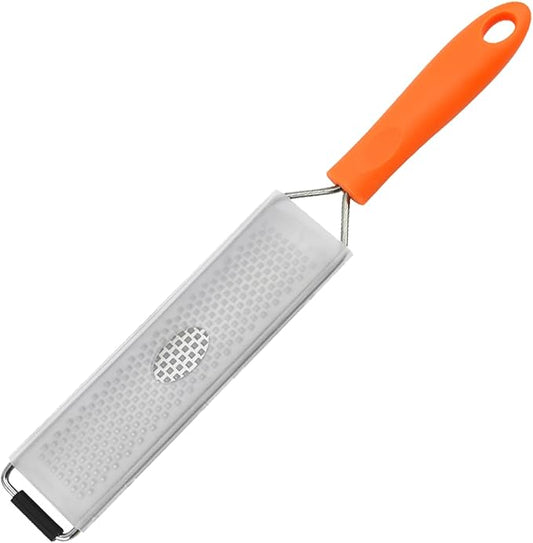 1Pcs Stainless Steel Lemon Zester & Cheese Grater – Razor-Sharp Multi-Purpose Grater for Citrus, Parmesan, Garlic & More, Non-Slip Grip, Safety Cover & Dishwasher Safe