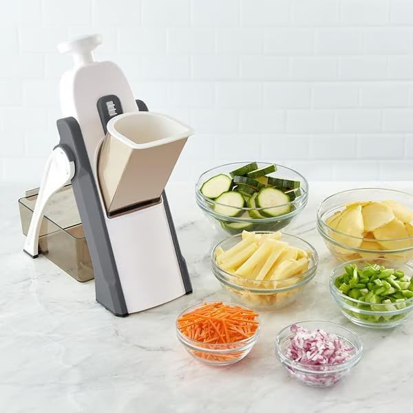 Adjustable Safe Vegetable Slicer, Mandoline Slicer for Kitchen with 41 Thickness Settings 1–8mm, Multifunction Food Chopper for Vegetables,Compact Kitchen Gift (grey)