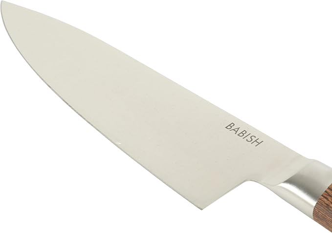 Babish 8-Inch Chef Knife – High-Carbon 1.4116 German Steel Kitchen Knife with Dark Pakka Wood Handle, Full-Tang Razor Sharp Chef’s Blade for Chopping, Slicing, Dicing & Everyday Prep