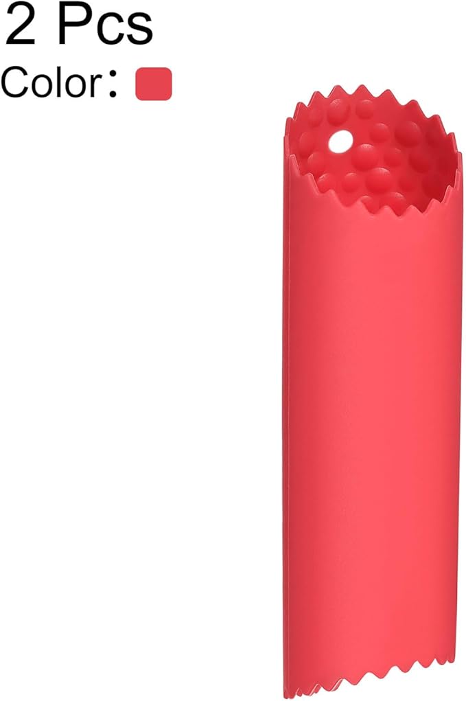 uxcell 2Pcs Garlic Peeling Tube, Silicone Garlic Peeler Roller Keeper Skin Remover Non Slip for Useful Kitchen Tools, Red